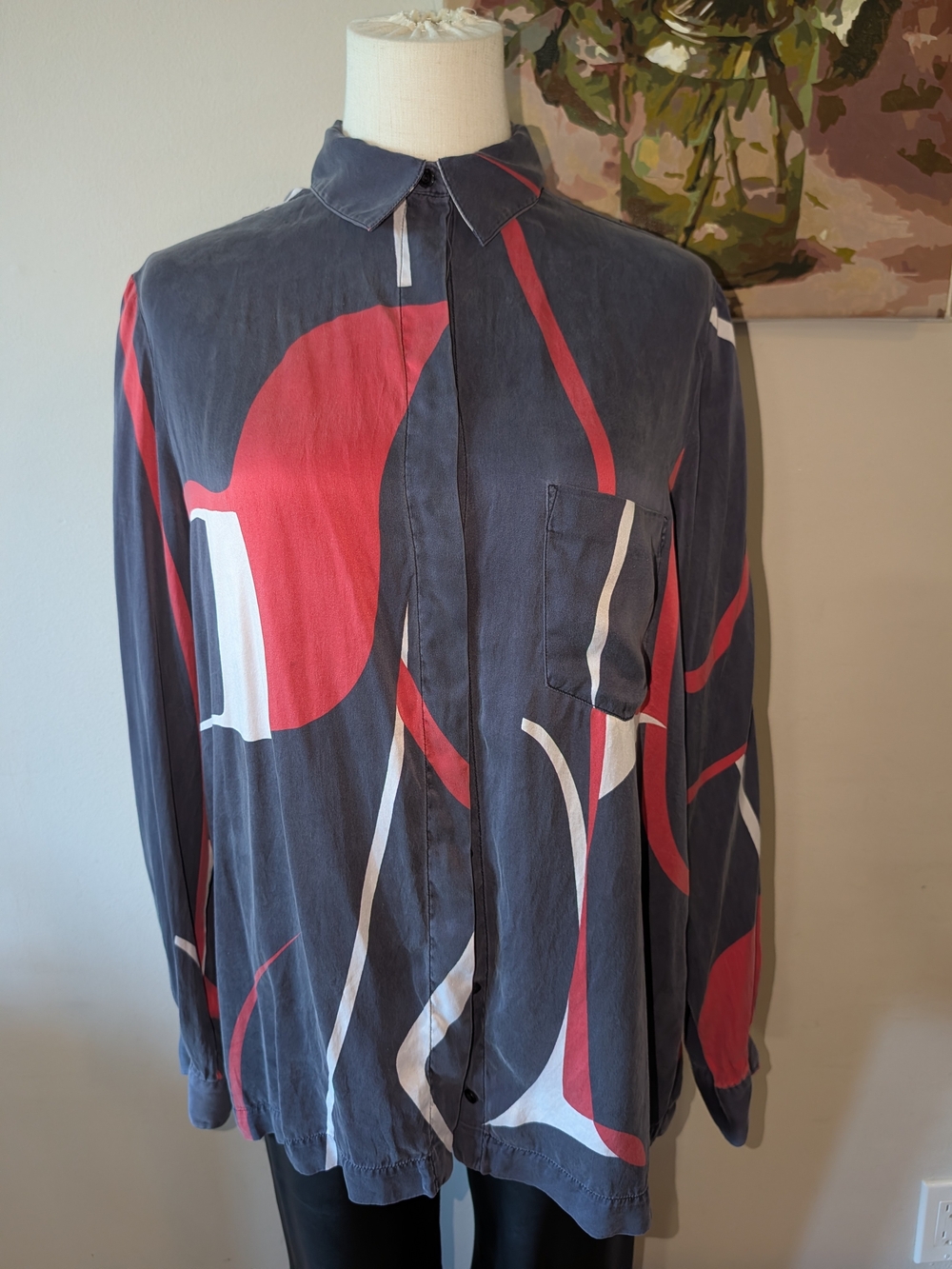 Paul & Shark Vintage/Y2K Women's Silk Patterned Button-Down Shirt
